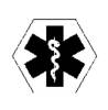 Czarno-białe symbolem medycznym: sześciokąt z Gwiazdą Życia i laską Eskulapa pośrodku.
