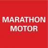Czerwone tło z białym tekstem 'MARATHON MOTOR'
