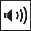 Symbol głośnika z falami dźwiękowymi, wskazujący na funkcję audio.