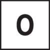 'Czarny kwadrat z białą cyfrą 0 pośrodku.'