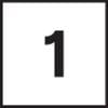Czarny kwadrat z białą cyfrą '1' pośrodku; symbolizuje oznaczenie numeryczne lub identyfikacyjne.