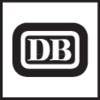 Czarno-białe logo z literami 'DB' w owalnej ramce, reprezentujące Deutsche Bahn.