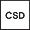 Obraz przedstawia logo ze stylizowanymi literami 'CSD' w pikselowej czcionce na czarnym tle.