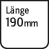 Długość 190 mm jest napisana czarnym tekstem na białym tle.
