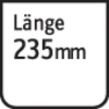 Na tabliczce napisano: "Długość 235 mm".