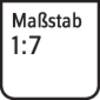 Napis 'Skala 1:7', czarny na białym tle, oznacza współczynnik skalowania.