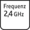 Symbol z napisem 'Częstotliwość 2,4 GHz', wskazuje zakres częstotliwości roboczej.