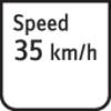 'Znak z ograniczeniem prędkości 35 km/h.'