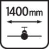 Symbol przedstawia samolot z podwójną strzałką nad nim, wraz z oznaczeniem '1400 mm' wskazującym rozpiętość.