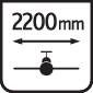 2200 mm nad symbolem konturu samolotu z obustronną strzałką poniżej, przedstawiającą rozpiętość.