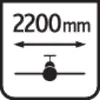 2200 mm nad symbolem konturu samolotu z obustronną strzałką poniżej, przedstawiającą rozpiętość.