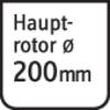 Główny wirnik ø 200 mm w kwadratowej ramce.