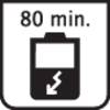 80 min.' nad symbolem baterii z piorunem, wskazujące czas ładowania wynoszący 80 minut dla urządzenia.