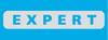 Obraz przedstawia słowo 'EXPERT' wielkimi literami, podświetlone jasnoszarym kolorem na jasnoniebieskim tle.