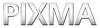 Obraz przedstawia logo 'PIXMA' napisane srebrną czcionką, które oznacza markę drukarek.