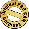 Profesjonalne logo PRO CAR Germany w kolorze pomarańczowym z opartym na stylizowanych literach designem.