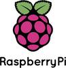 Logo maliny z dwoma zielonymi listkami u góry. Poniżej napis 'Raspberry Pi'.
