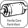 'Rdzeń ferrytowy Ferrit-Kern' jest przedstawiony pod schematycznym rysunkiem rdzenia ferrytowego.