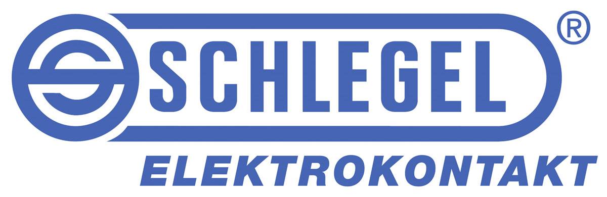 Logo firmy z tekstem 'Schlegel Elektrokontakt' w niebieskim kolorze na białym tle.