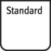 Prosty symbol z napisem 'Standard', często stosowany w kontekstach technicznych lub normatywnych.