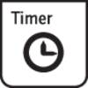Symbol 'TIMER' z ikoną zegara, wskazujący funkcję timera lub pomiaru czasu.