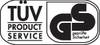 Certyfikat 'GS Sprawdzone Bezpieczeństwo' oraz logo 'TÜV Product Service'. Certyfikacja potwierdzona bezpieczeństwo produktu.
