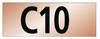 Tabliczka z napisem 'C10' dużymi czarnymi literami na czerwonym tle.