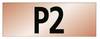 Obraz przedstawia prostokątną tabliczkę z napisem 'P2' czarnymi literami na pomarańczowym tle.