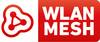 Logo technologii WLAN Mesh, składające się z lewej strony stylizowanego symbolu sieci oraz tekstu 'WLAN MESH' w kolorze białym na czerwonym tle po prawej stronie.