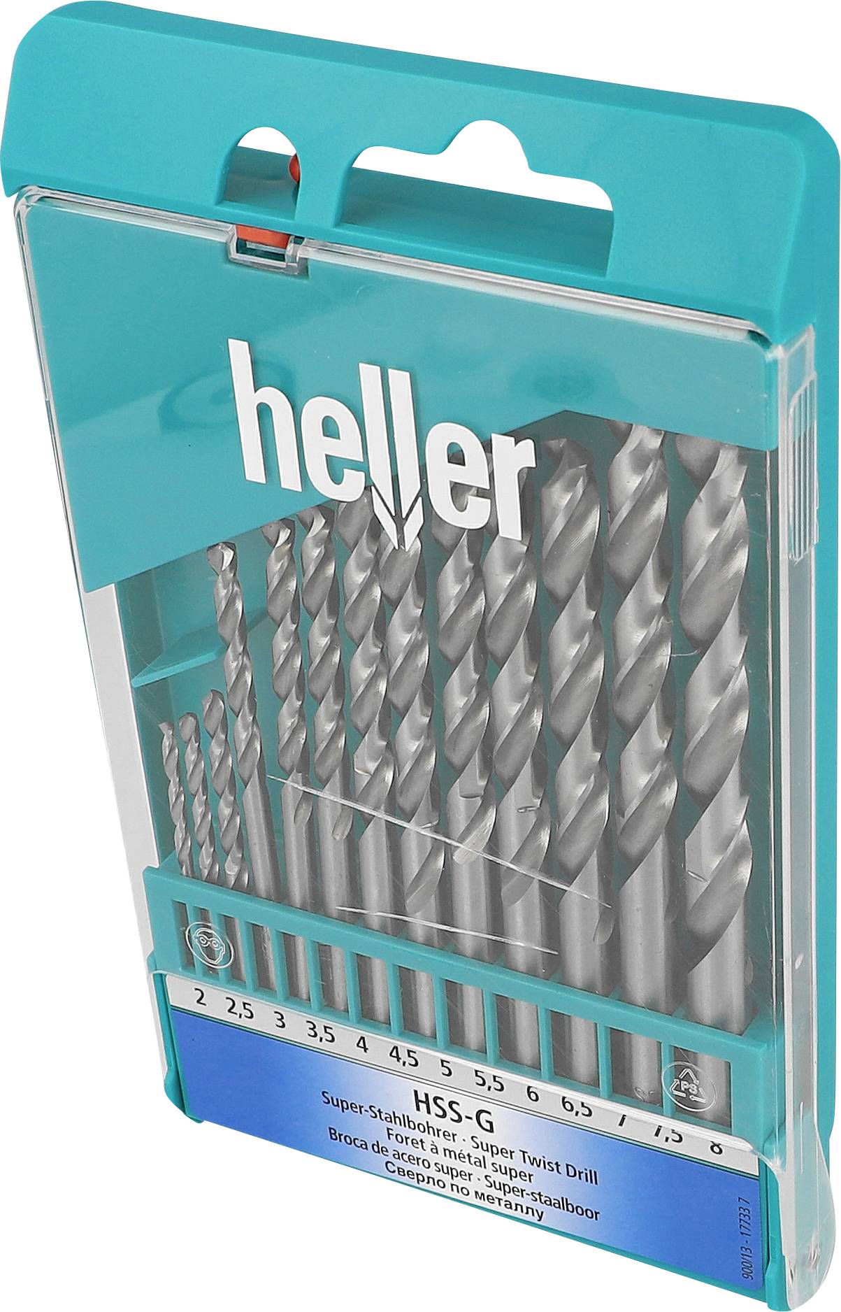 Heller 17733 7 HSS Metaal-spiraalboorset 13-delig 2 mm, 2.5 mm, 3 mm, 3.5 mm, 4 mm, 4.5 mm, 5 mm, 5.5 mm, 6 mm, 6.5 mm, 7 mm, 7.5 mm, 8 mm Rollenwals DIN 338