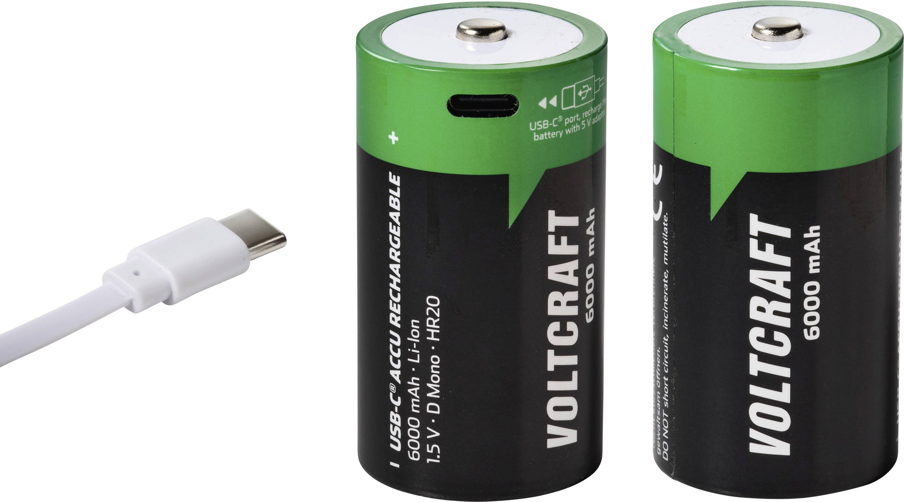 VOLTCRAFT Oplaadbare D batterij (mono) Li-ion 6000 mAh 1.5 V 2 stuk(s)