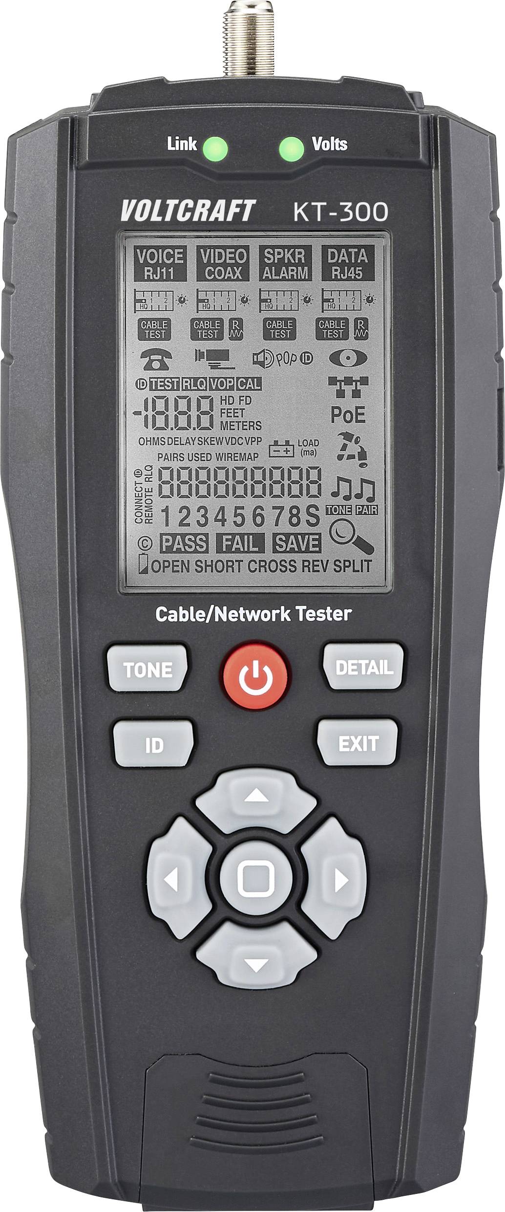VOLTCRAFT VC-17497100 KT-300 Kabeltester Meetbereik: Telecommunicatie, Netwerk