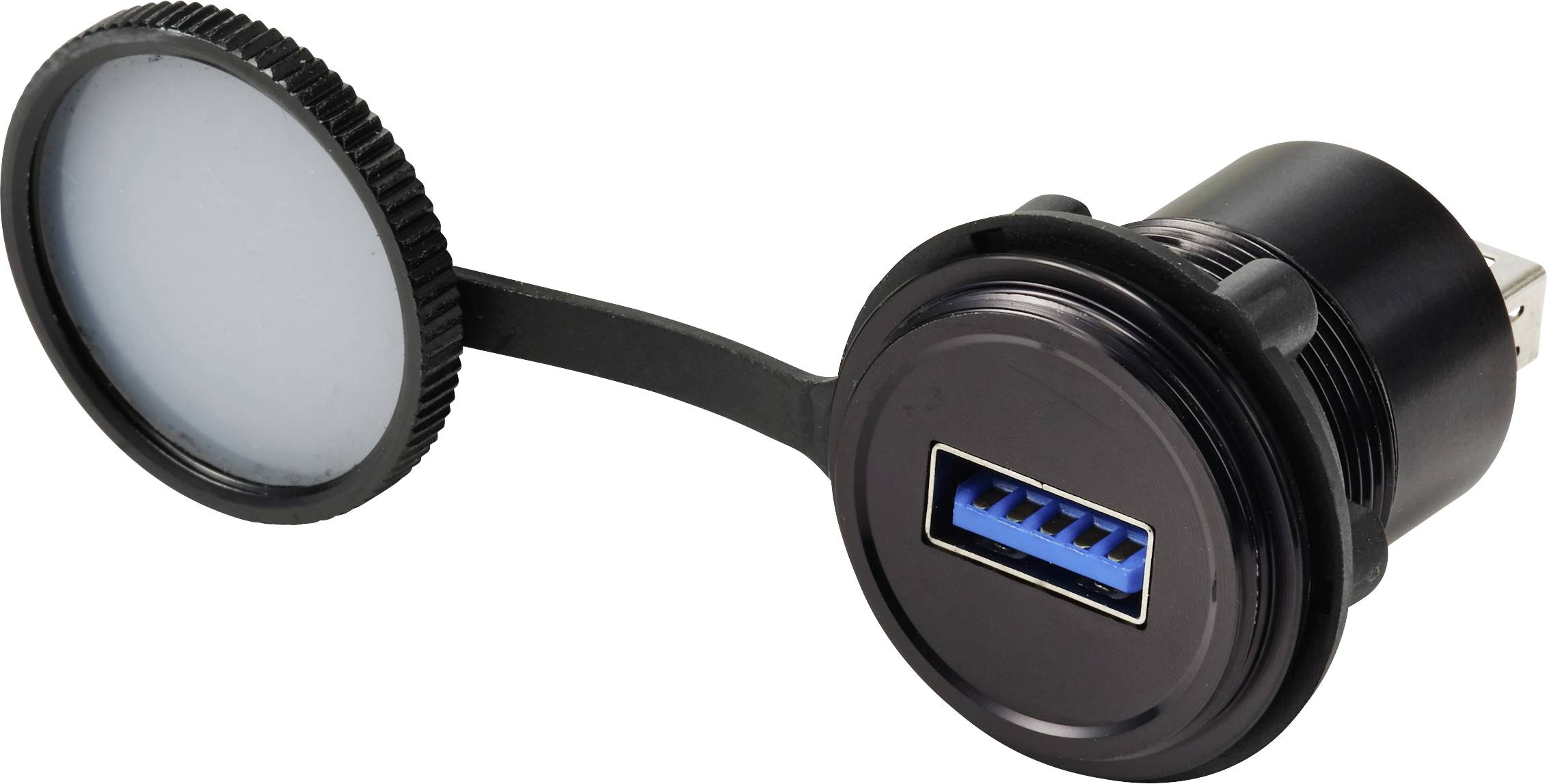 TRU COMPONENTS TC-14378428  USB 3.0-inbouwbus, bus/bus, 22 mm, IP67, metaal, zwart Bus 1 stuk(s)