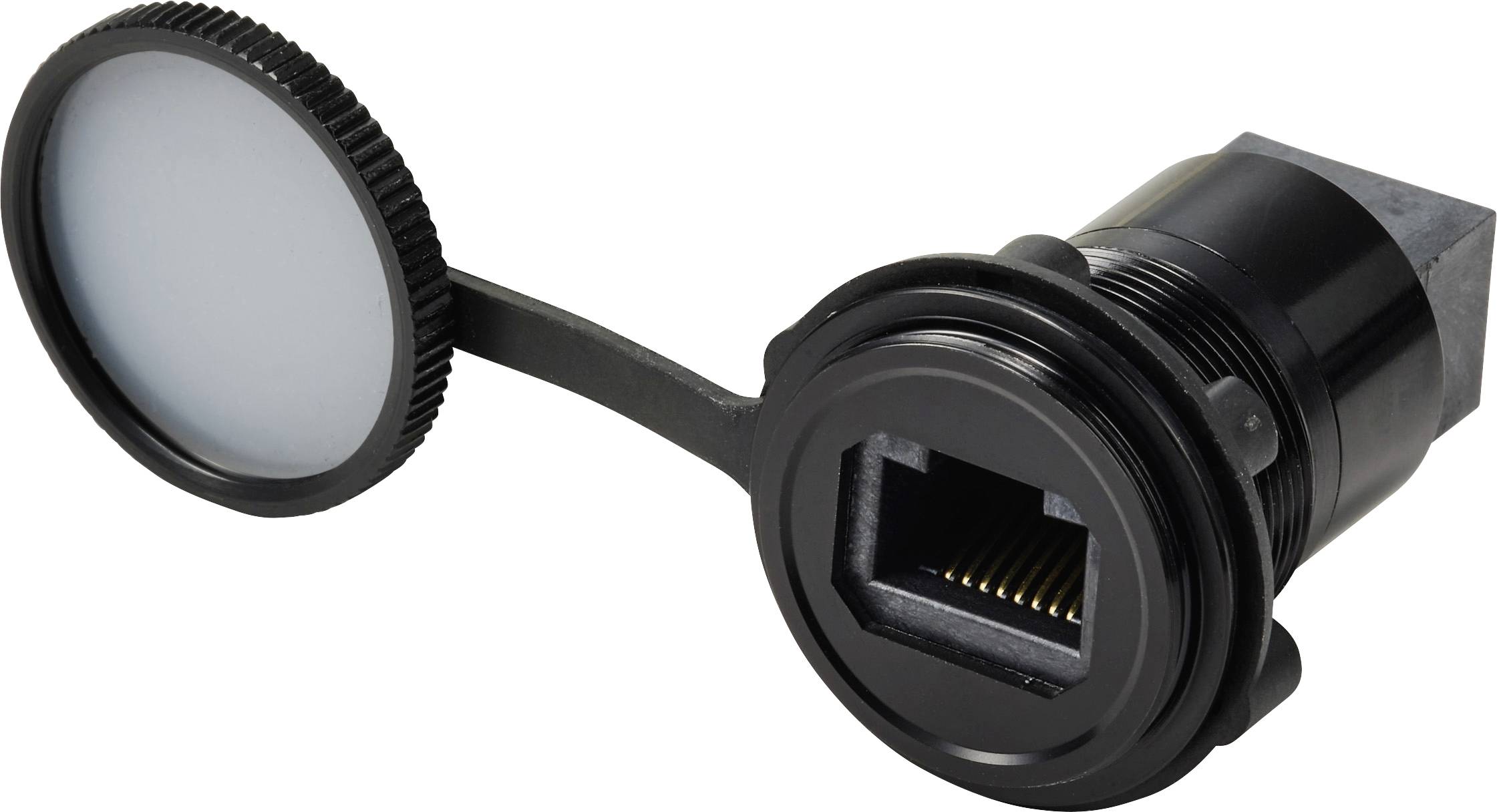 TRU COMPONENTS RJ45/CAT5-inbouwbus, bus/bus, IP67, metaal, zwart TC-14378440 Bus RJ45/CAT5 inbouwbus Zwart 1 stuk(s)
