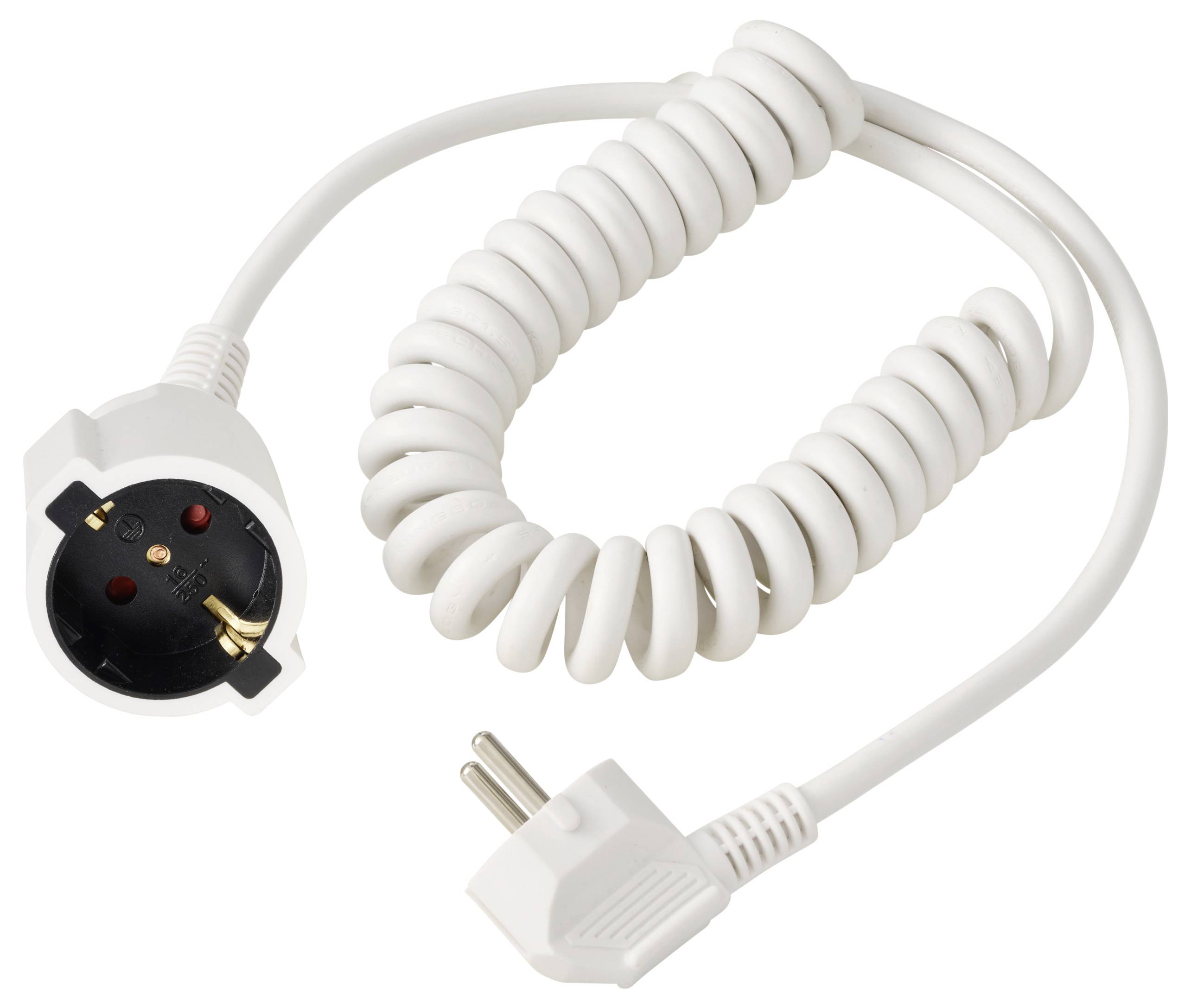Sygonix SY-7279268 Stroom Verlengkabel 16 A Wit 2.50 m H05VV-F 3G 1,5 mm&sup2; Spiraalkabel