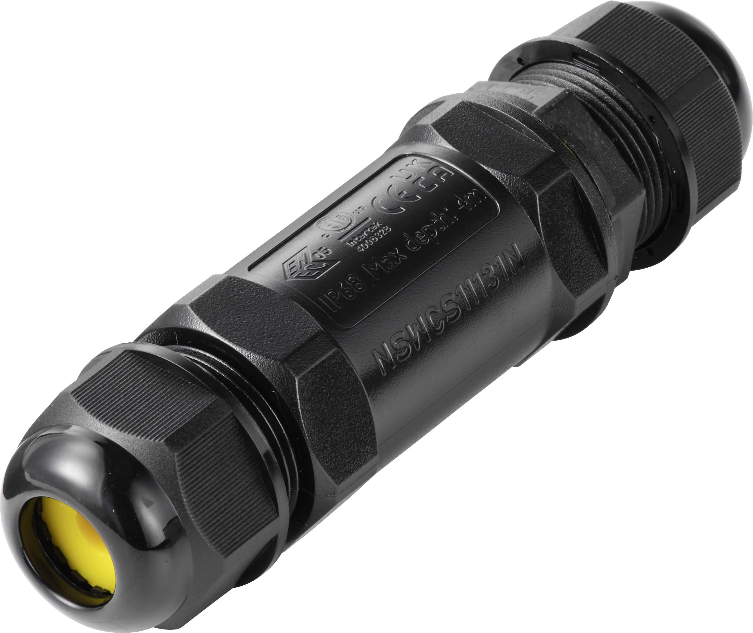 TRU COMPONENTS kabelverbinder IP68 waterdicht, schroefcontact 3-polig, 0,5-4,0 mm&sup2; TC-14745228 Zwart  Inhoud: 1 stuk(s)
