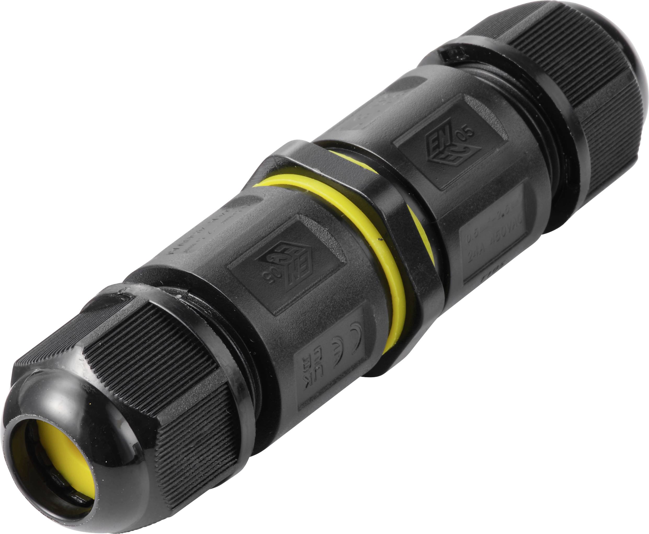 TRU COMPONENTS kabelverbinder IP68 waterdicht, push-in 3-polig, 0,5-2,5 mm&sup2; TC-14745240 Zwart  Inhoud: 1 stuk(s)
