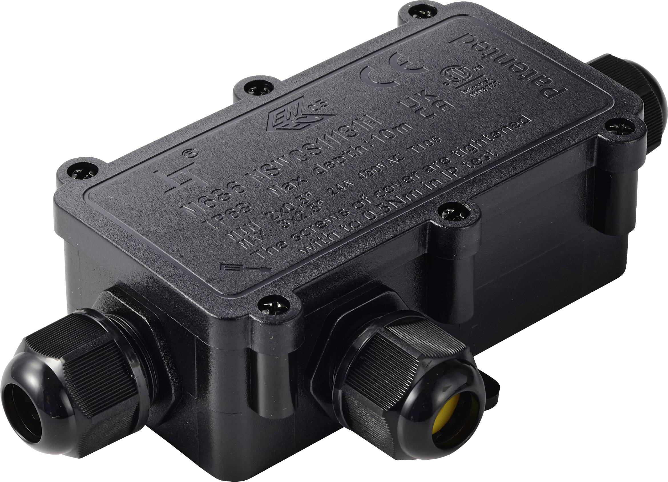 TRU COMPONENTS spuitbus IP68 waterdicht 3 ingangen, 0,5-2,5 mm&sup2; TC-14745272 Zwart  Inhoud: 1 stuk(s)