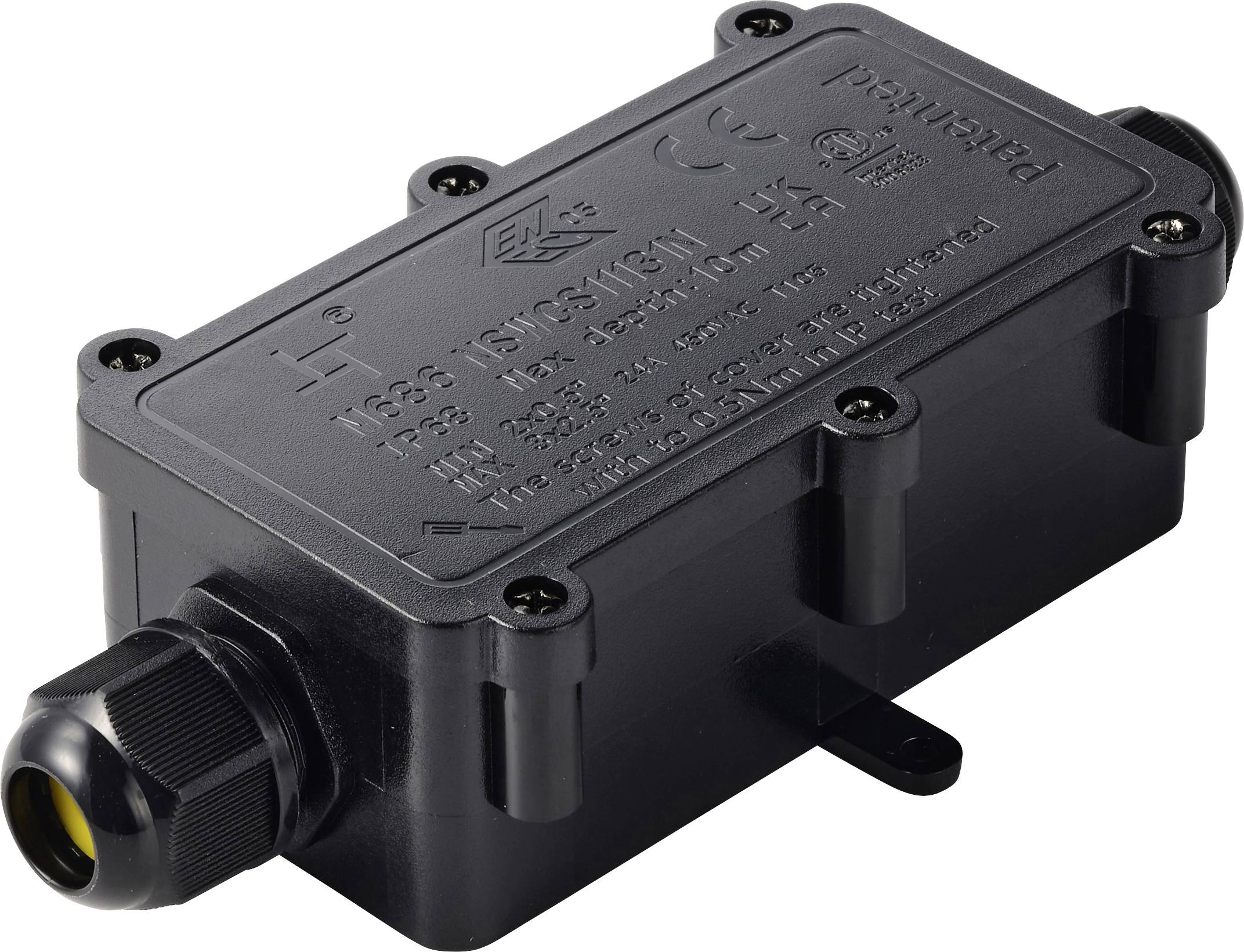 TRU COMPONENTS spuitbus IP68 waterdicht, 2 ingangen, 0,5-2,5 mm&sup2; TC-14745276 Zwart  Inhoud: 1 stuk(s)
