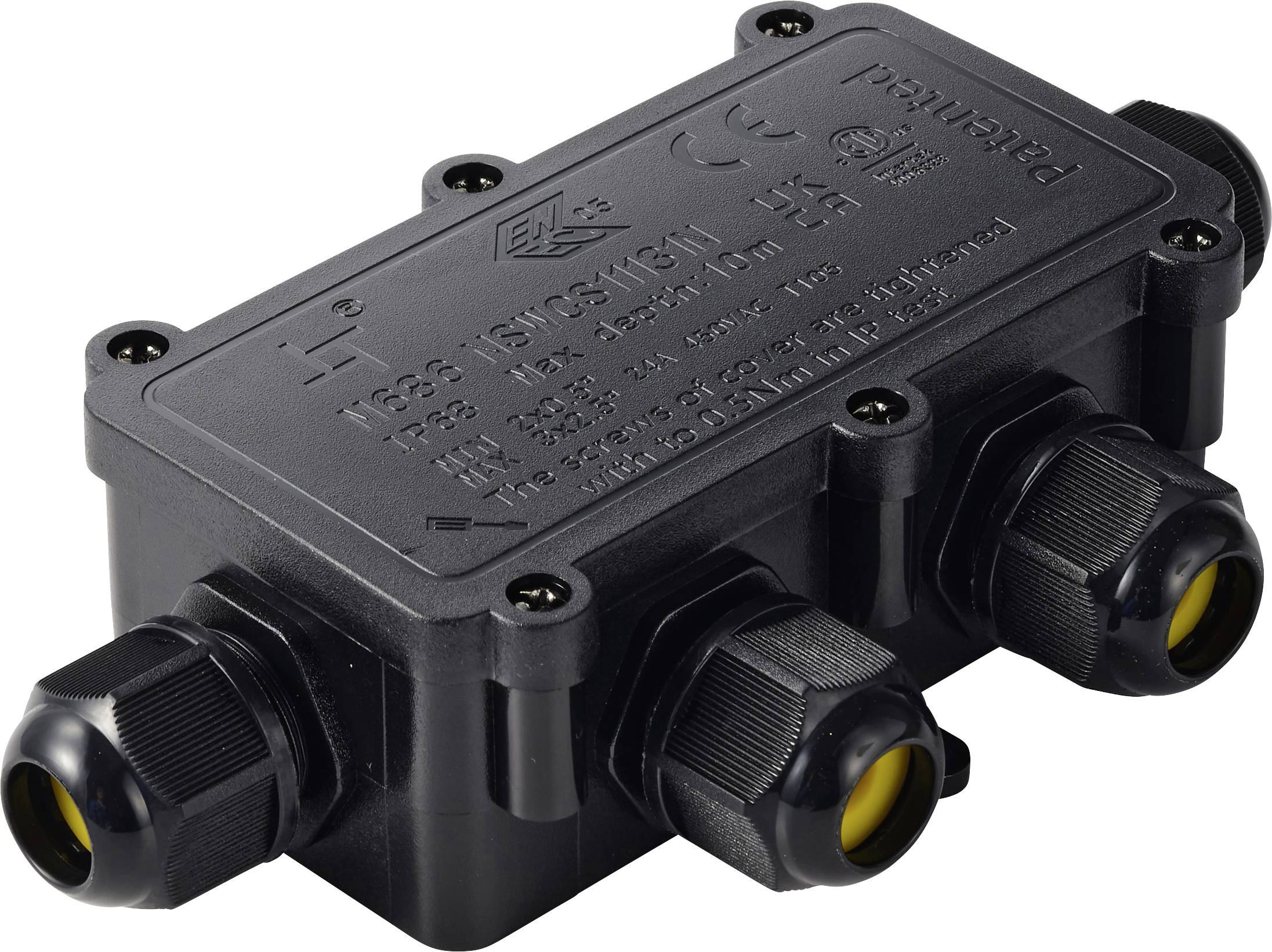 TRU COMPONENTS spuitbus IP68 waterdicht, 4 ingangen, 0,5-2,5 mm&sup2; TC-14745280 Zwart  Inhoud: 1 stuk(s)