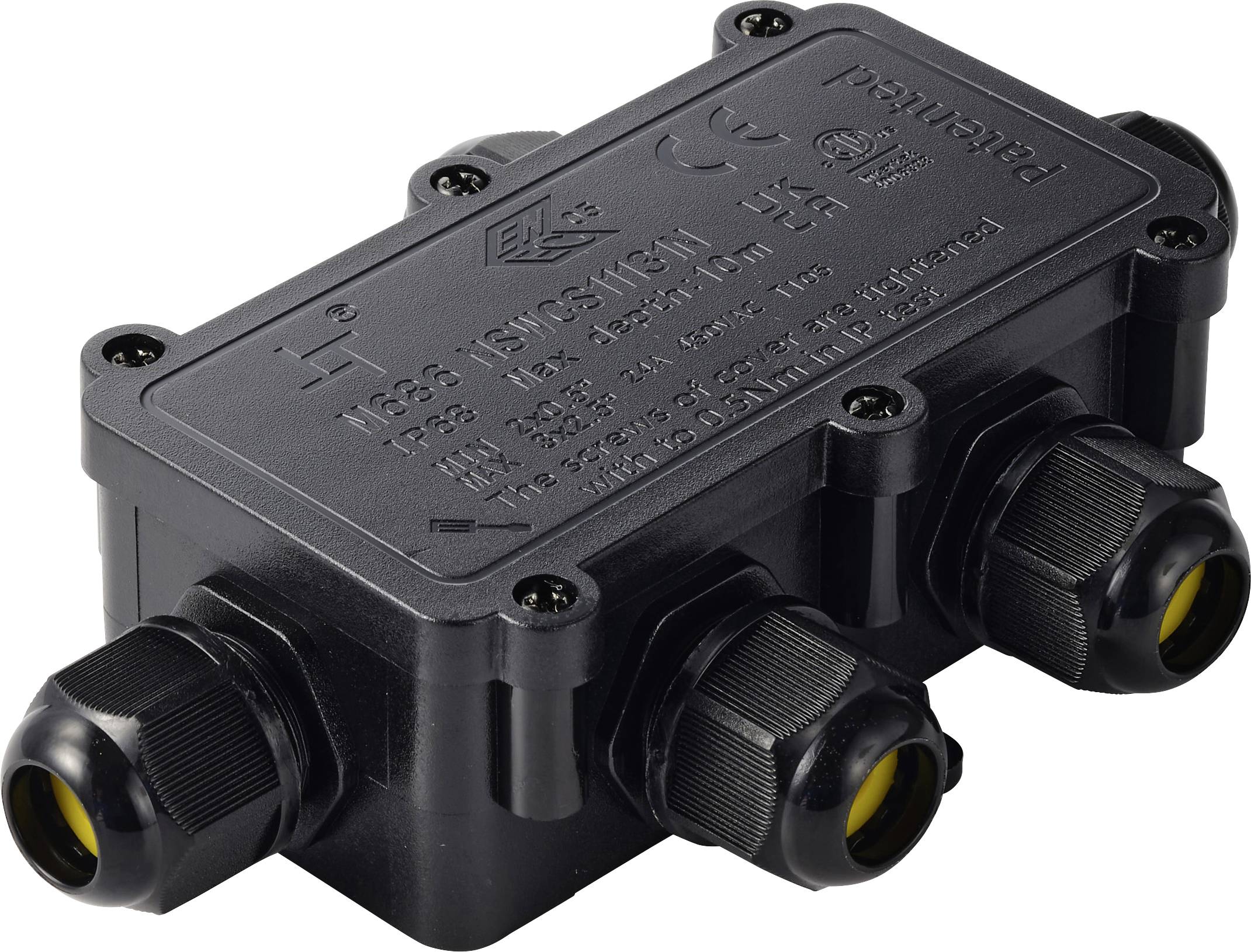 TRU COMPONENTS spuitbus IP68 waterdicht, 5 ingangen, 0,5-2,5 mm&sup2; TC-14745284 Zwart  Inhoud: 1 stuk(s)