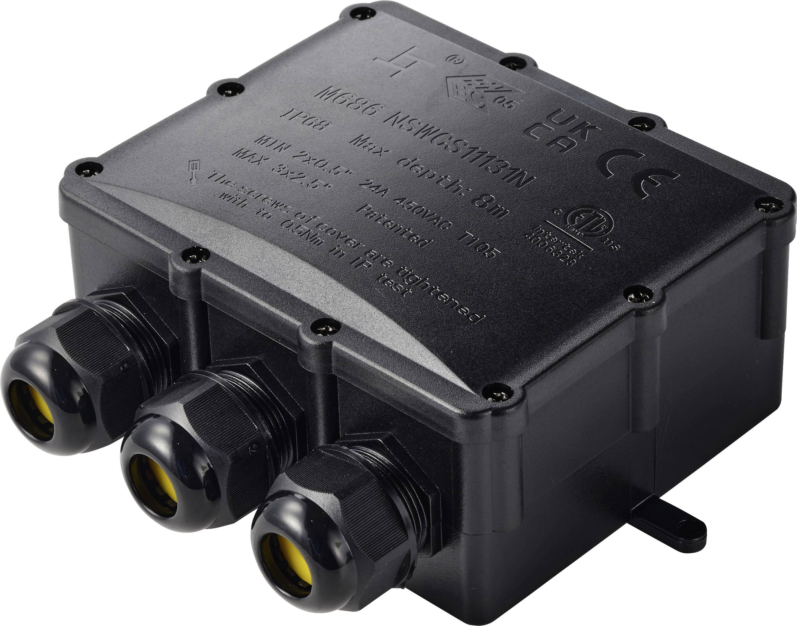 TRU COMPONENTS spuitbus IP68 waterdicht, 4 ingangen, 0,5-4,0 mm&sup2; TC-14745292 Zwart  Inhoud: 1 stuk(s)