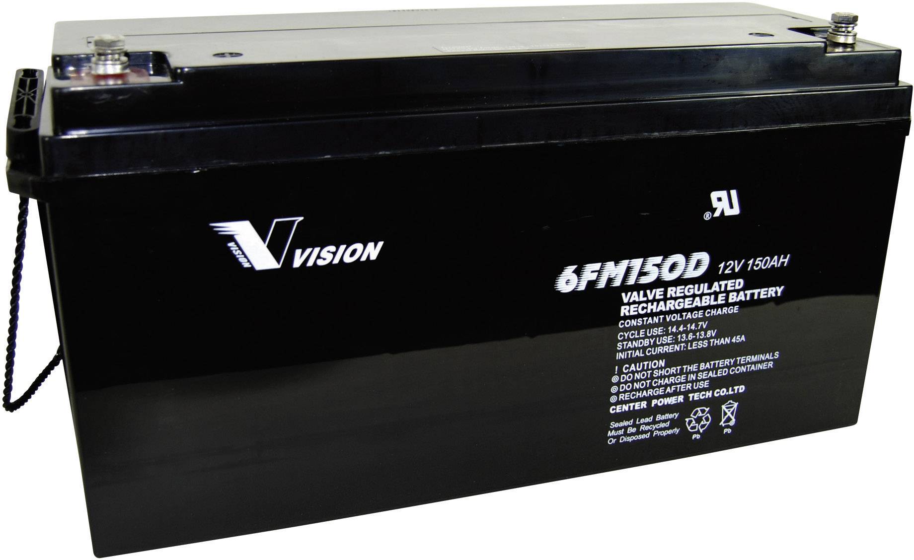 Vision Akkus 6FM150DX Loodaccu 12 V 150 Ah Loodvlies (AGM) (b x h x d) 485 x 240 x 172 mm M8-schroefaansluiting Onderhoudsvrij, Cyclusbestendig