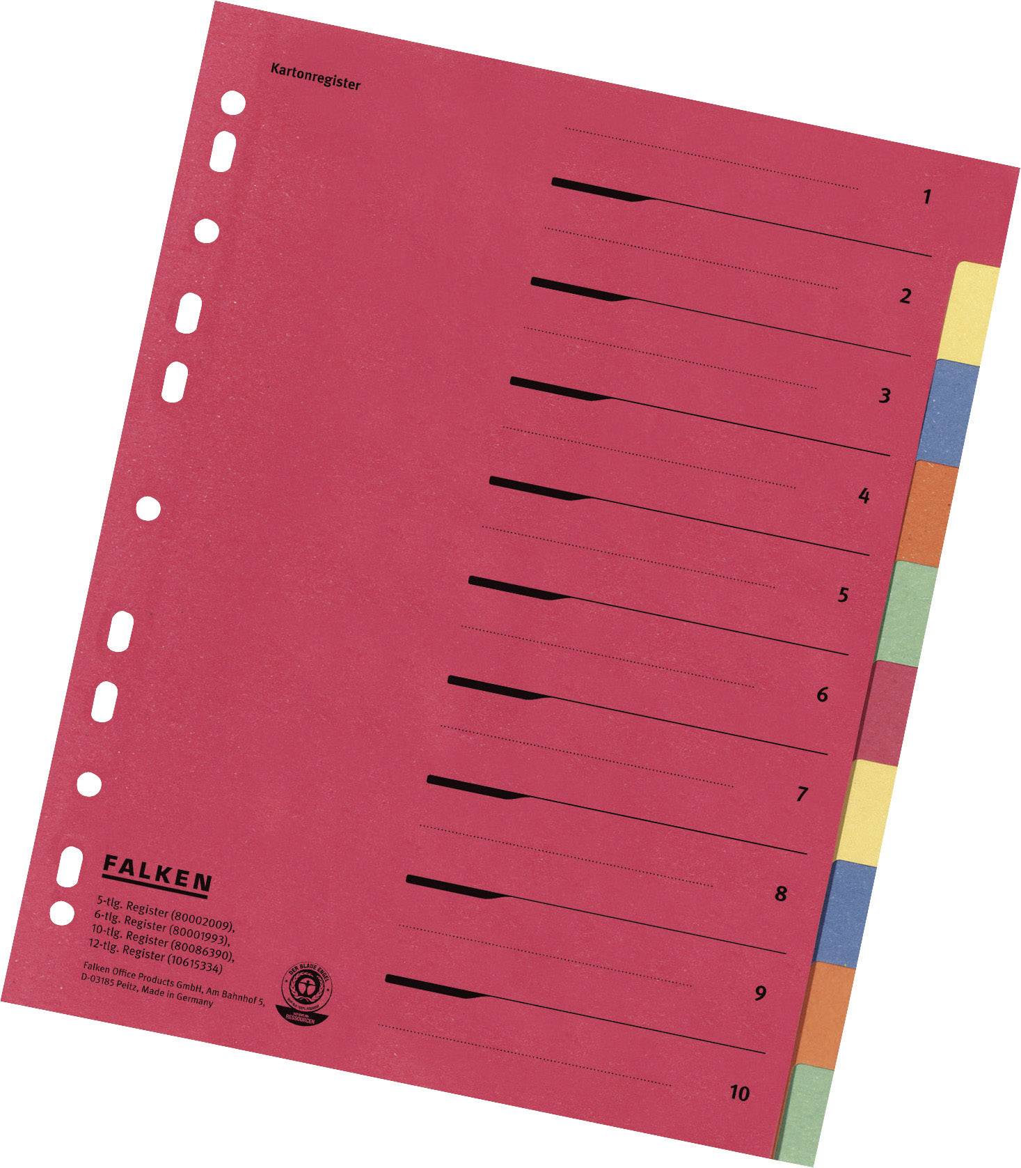 Falken kartonregister/80086390 240x297 mm 10-delig 230 g/m2