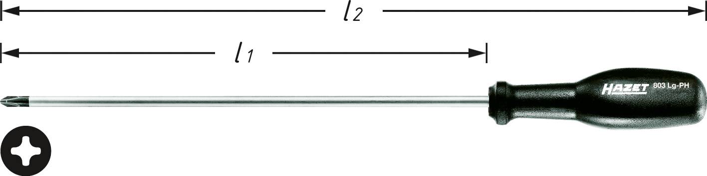 Hazet 803LG-PH1 803LG-PH1 Werkplaats Kruiskop schroevendraaier PH 1 Koplengte: 250 mm