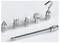 Strieborné trysky a dlhá rukoväť z kovu, ležiace na bielom povrchu. Sú určené na použitie s pneumatickou pumpou.