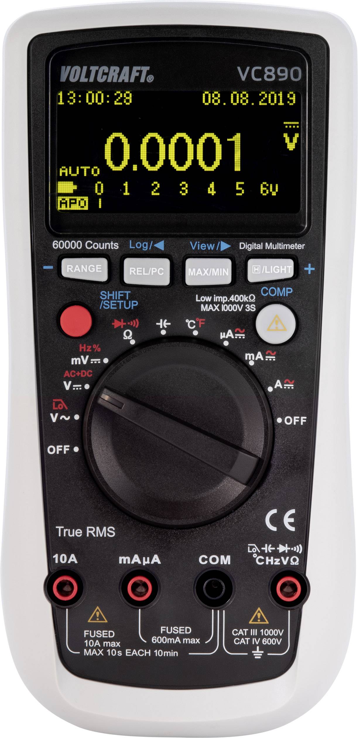 VOLTCRAFT VC890 OLED ručný multimeter, VC890 OLED, OLED displej, datalogger, displej (counts) 60000-1