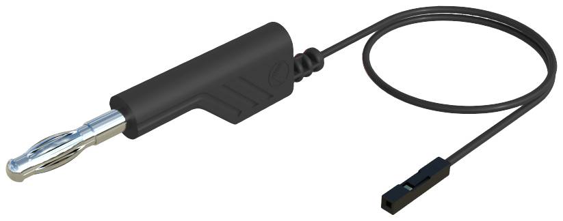 Čierna rukoväť s dlhým káblovým pripojením a kovovým konektorom. Pravdepodobne elektrický nástroj.