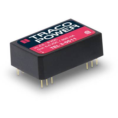 Čierny napájací modul Traco Power s červenými etiketami, ktorý poskytuje 5V DC pri 800mA. Obsahuje špecifikácie vstupného a výstupného napätia.