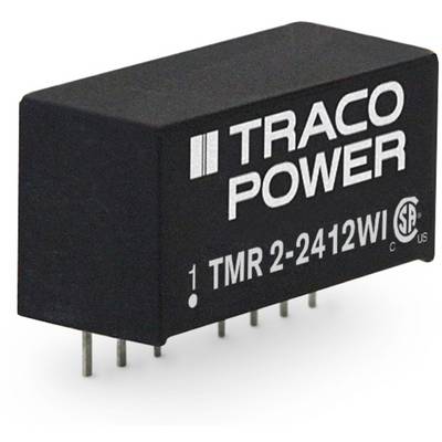 Modul napájania Traco Power s označením 'TMR 2-2412WI', v čiernom obdĺžnikovom púzdre s vyčnievajúcimi kontaktnými kolíkmi.